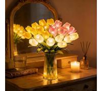 Twinkling Tree Tulips Night Light, 15PCS Tulip Lamp Artificial Flowers, Warm LED Plant Light up Flowers for Bedroom Decor, Radiant Romantic Gifts for Women, Mothers Day Gift (Mix-15PCS)
