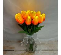 Twinkling Tree Tulips, Radiant Romantic Tulip Light,15Pcs, LED Night Light with Vase, Hand-Held Flower Decorative Ornament for Wedding,Home, USB Plug-in Style (Yellow)