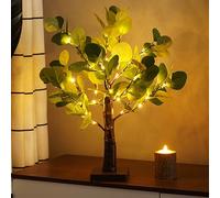 Twinkling Twig Trees, Bendable Eucalyptus Fairy Light, Christmas Table Decor, Festive Indoor Home Decor, Warm White Glowing Tree for Mantel, Shelf, Xmas Gift, Romantic Ambience (Green)