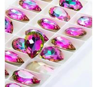 Twinkling Violet Tear Drop K9 Glass Rhinestones Glass Crystal Pointback Rhinestones Glue on Garment Crafts Jewelry Accessories-Heliotrope-18x25mm 10pcs