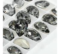 Twinkling Violet Tear Drop K9 Glass Rhinestones Glass Crystal Pointback Rhinestones Glue on Garment Crafts Jewelry Accessories-Black Diamond-7x10mm 10pcs