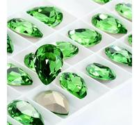 Twinkling Violet Tear Drop K9 Glass Rhinestones Glass Crystal Pointback Rhinestones Glue on Garment Crafts Jewelry Accessories-Peridot-7x10mm 10pcs