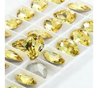 Twinkling Violet Tear Drop K9 Glass Rhinestones Glass Crystal Pointback Rhinestones Glue on Garment Crafts Jewelry Accessories-Jonquil-10x14.0mm 10pcs