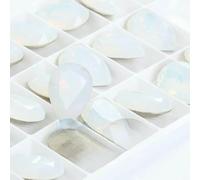 Twinkling Violet Tear Drop K9 Glass Rhinestones Glass Crystal Pointback Rhinestones Glue on Garment Crafts Jewelry Accessories-White Opal-7x10mm 10pcs