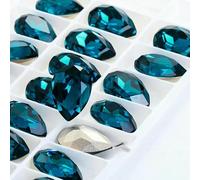 Twinkling Violet Tear Drop K9 Glass Rhinestones Glass Crystal Pointback Rhinestones Glue on Garment Crafts Jewelry Accessories-Blue Zircon-20x30mm 10pcs