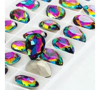 Twinkling Violet Tear Drop K9 Glass Rhinestones Glass Crystal Pointback Rhinestones Glue on Garment Crafts Jewelry Accessories-Volcano-7x10mm 10pcs