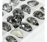 Twinkling Violet Tear Drop K9 Glass Rhinestones Glass Crystal Pointback Rhinestones Glue on Garment Crafts Jewelry Accessories-Black Diamond-10x14.0mm 10pcs