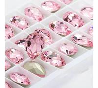 Twinkling Violet Tear Drop K9 Glass Rhinestones Glass Crystal Pointback Rhinestones Glue on Garment Crafts Jewelry Accessories-Light Rose-13x18mm 10pcs