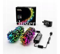 Twinkly Cluster 400 LED RGB+ White, Dense LED Light String, In- And Outdoor Smart Multicolor LED Lights, Compatible With Home Kit, Alexa, And Google Home, Gaming, IP44, App Control, Black Wire, 6m