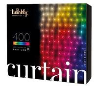 Twinkly Curtain 400 LED RGB+White, Outdoor and Indoor String Lights, Smart RGB and White Lights, Compatible with Alexa, Google Home, IP44, App Control, Transparent Wire, 3m x 2m