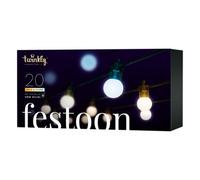 Twinkly Festoon App-Controlled Led Bulb Lights String With 20 Aww (Warm To Cool White) 10M Black Cable In/outdoor Smart Lights
