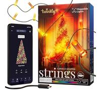 Twinkly 100 RGB USB-C Multi-Coloured Candle Christmas String Smart Lights with Green Wire - 1 x 6m, Black