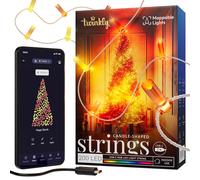 Twinkly Strings USB-C Candle 200 LED, Candle-shaped LED Light String, Christmas Lights, RGB Multicolor LED Lights, Mappable LEDs, Compatible with Alexa, Google Home, USB-C Power, Transparent Wire, 12m