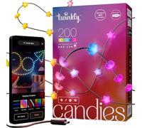 Twinkly Strings USB-C Star 200 LED, Star-shaped LED Light String, Christmas Lights, RGB Multicolor LED Lights, Mappable LEDs, Compatible with Alexa, Google Home, USB-C Power, Green Wire, 12m