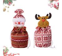 Twinktle Christmas Knitted Doll Gift Bags, 2026 New 3D Doll Santa, Reindeer, Bear & Snowman Drawstring Gift Bags, for Holiday Gifts Wrapping/Candy/Apples (#5)