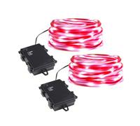 TWINKVILLA Rope Lights Battery Powered, 16.5ft Red&White Candy Cane Tube with 67 Cool White LED Fairy Lights, Waterproof with Timer for DIY Wedding, Party, Garden, Corridor, Christmas Decor-2Pack
