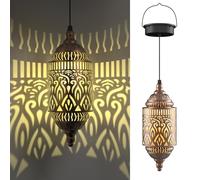Twinkya 2Pack Hanging Solar Lights Outdoor Garden Decor, Waterproof Metal Moroccan Solar Powered Lantern Lamp, Outside Decorations for Patio Yard Porch Backyard Decor, Gardening Gifts for Women Mom