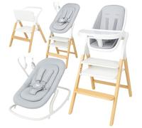 Twinly Alaia Baby High Chair 5-in-1 with Newborn Bouncer, White | From Birth, Foldable High Chair, Montessori Learning Tower, Solid Beech Wood