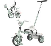 Twinly Carly - Foldable Toddler Tricycle for 1-5 Year Olds, Lightweight Kids Trike with Adjustable Parent Push Handle, Light & Sound Handlebar, Rear Storage Basket, Compact Outdoor Tricycle (Mint)