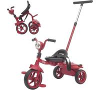 Twinly - Foldable Evolutionary Tricycle for Toddlers Aged 1-5, Carly Lightweight & Compact Kids’ Trike with Handlebar Light and Sound, Basket and Adjustable Parent Push Bar (Red)