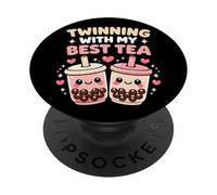 Twinning With My Best Tea Cute Kawaii Boba Drink For Friends PopSockets Adhesive PopGrip