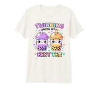 Twinning with My Best Tea Cute Kawaii Boba Drink for Friends Premium T-Shirt