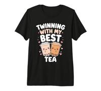Twinning with My Best Tea Cute Kawaii Boba Drink for Friends Premium T-Shirt