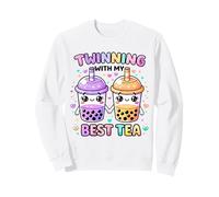 Twinning With My Best Tea Cute Kawaii Boba Drink For Friends Sweatshirt