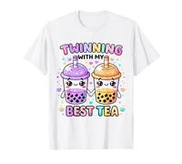 Twinning with My Best Tea Cute Kawaii Boba Drink for Friends T-Shirt
