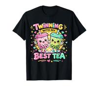 Twinning with My Best Tea Cute Kawaii Boba Drink for Friends T-Shirt