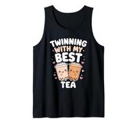 Twinning with My Best Tea Cute Kawaii Boba Drink for Friends Tank Top