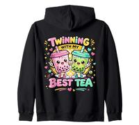 Twinning With My Best Tea Cute Kawaii Boba Drink For Friends Zip Hoodie