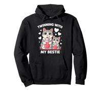 Twinning with My Bestie, Cute Cat and Kitten with Milkshakes Pullover Hoodie