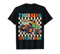 Twinning with My Bruh Kids Boys Funny Twin Monster Truck Boy T-Shirt