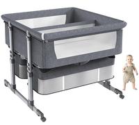 Twins Baby Bed Sleeper, 6 Height Adjustable Easy Folding Sleeper Cot, Portable Basinette Baby Bed For Infant, Newborn, Baby Boys &3-In-1 Co-Sleeper, Cot with Storage Basket