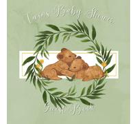 Twins Baby Shower Guest Book: Adorable cute twin lion cub green neutral design