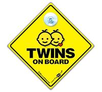 Twins Car Sign Red Heart, Baby on Board Sign For Twins, Twins On Board Car Sign, High Visibility Baby Car Sign With Suction Cup, Designed to Notify Others of Baby in Car, 14 cm x 14cm x 2cm