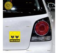 Twins on Board in Car Yellow Cute Babies Car Magnet Magnetic Sticker Decal - 2 Pack Reflective 15.2cm - for Auto Truck Van Reusable Waterproof