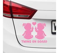 Twins on Board Sticker Car Baby Sticker Twins - Weatherproof Handmade in Germany 13 x 10 cm Boy, Boy, Girl, Girl, Various Colours (Light Pink, V3 Girls - Girls)