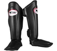 Twins SGS10 Double Padded Shin Guards Black Pads Muay Thai Kickboxing K1 MMA (Medium)