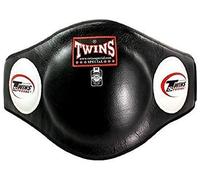 TWINS SPECIAL BEPL2 Leather Muay Thai Belly Pad - Hook & Loop Closure (Black, Medium)
