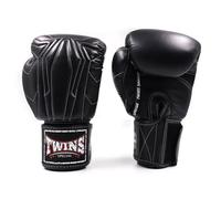 Twins Special BGVL14 Leather Boxing Gloves with Extra Padded Design, Hook & Loop Closure, For Muay Thai, Boxing, Kickboxing & MMA Training & Sparring (Black, 16oz)