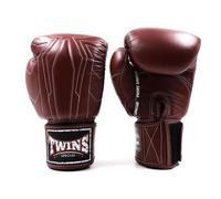 Twins Special BGVL14 Leather Boxing Gloves with Extra Padded Design, Hook & Loop Closure, For Muay Thai, Boxing, Kickboxing & MMA Training & Sparring (Dark Brown, 14oz)