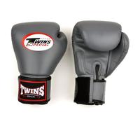 Twins Special BGVL4 Leather Boxing Gloves, Hook & Loop Closure, For Muay Thai, Boxing, Kickboxing & MMA Training & Sparring (Grey, 12oz)