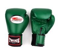 Twins Special BGVL4 Leather Boxing Gloves, Hook & Loop Closure, For Muay Thai, Boxing, Kickboxing & MMA Training & Sparring (Dark Green, 12oz)