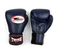 Twins Special BGVL4 Leather Boxing Gloves, Hook & Loop Closure, For Muay Thai, Boxing, Kickboxing & MMA Training & Sparring (Navy Blue, 12oz)
