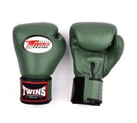 Twins Special BGVL4 Leather Boxing Gloves, Hook & Loop Closure, For Muay Thai, Boxing, Kickboxing & MMA Training & Sparring (Olive Green, 10oz)