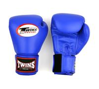Twins Special BGVL4 Leather Boxing Gloves, Hook & Loop Closure, For Muay Thai, Boxing, Kickboxing & MMA Training & Sparring (Blue, 16oz)