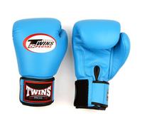 Twins Special BGVL4 Leather Boxing Gloves, Hook & Loop Closure, For Muay Thai, Boxing, Kickboxing & MMA Training & Sparring (Light Blue, 16oz)