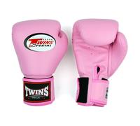 Twins Special BGVL4 Leather Boxing Gloves, Hook & Loop Closure, For Muay Thai, Boxing, Kickboxing & MMA Training & Sparring (Pink, 12oz)